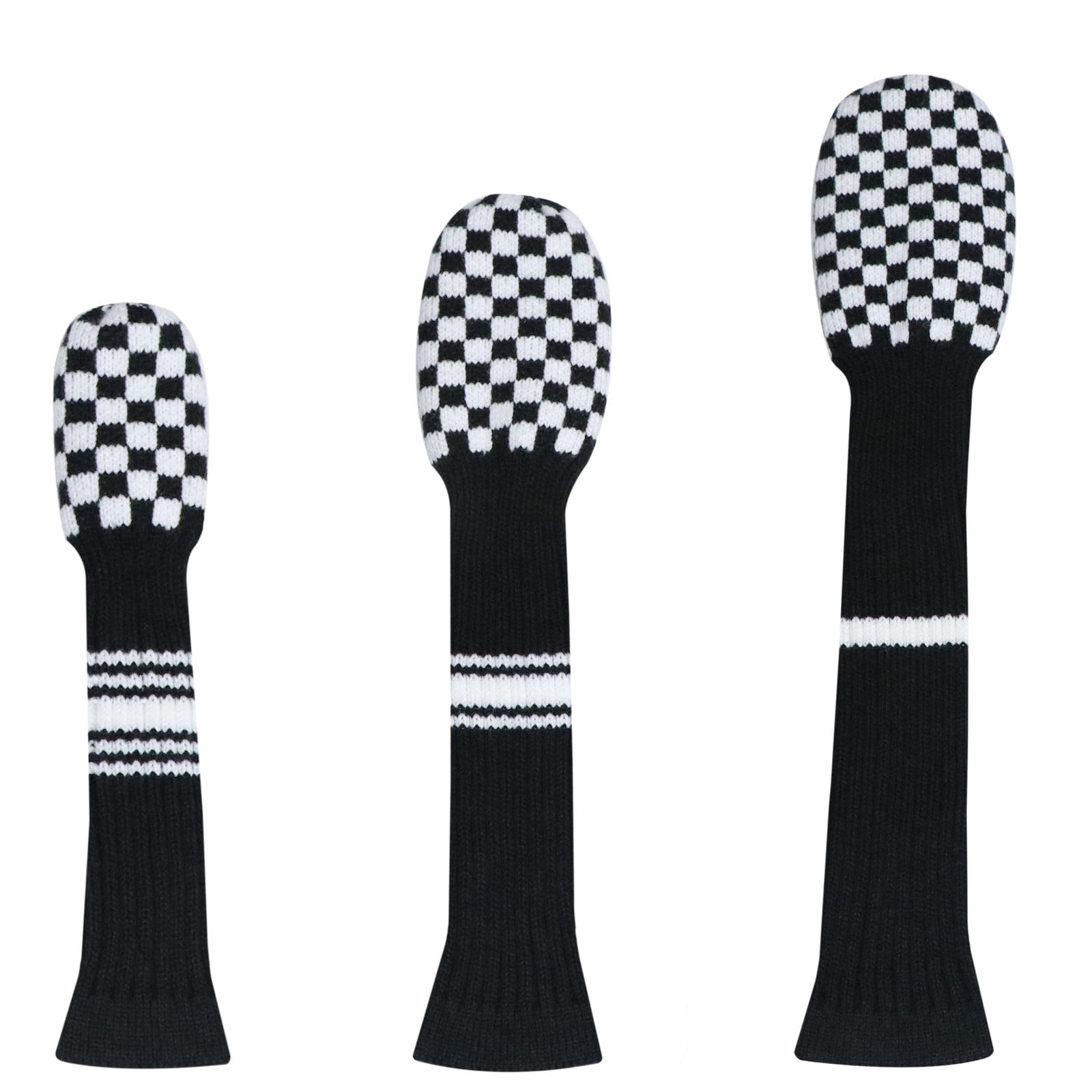LeFeng 3Pcs Golf Club Covers, Knitted Golf Club Covers for 460cc Driver Fairway Woods and Hybrid Without Pom Pom