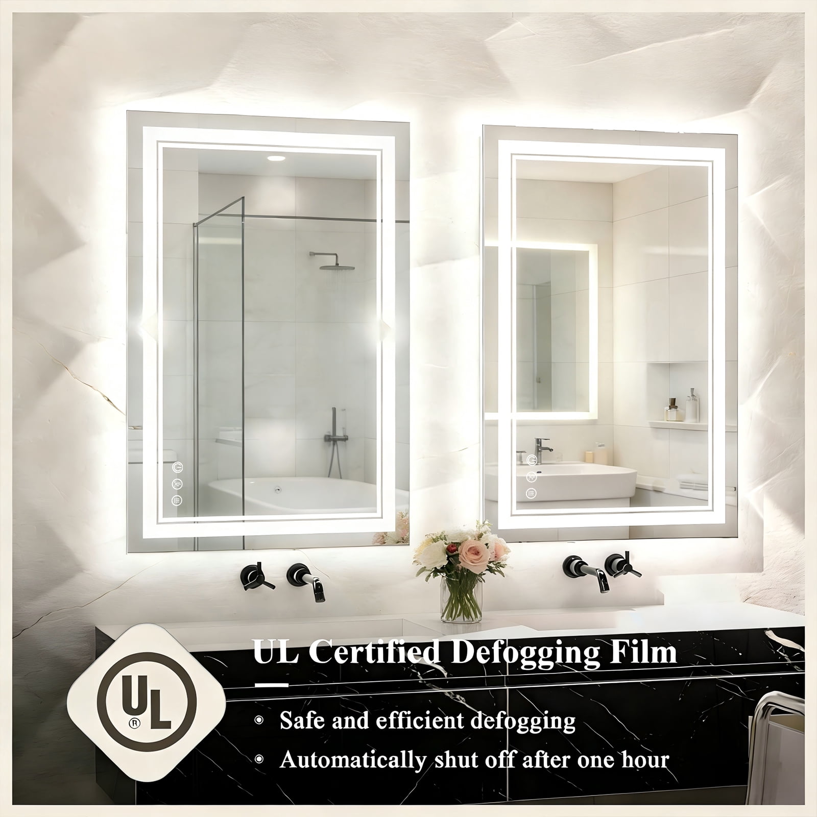 LED Bathroom Mirror with Lights, Anti-Fog, Dimmable, Backlit + Front Lit, Lighted Bathroom Vanity Mirror for Wall, Memory Function, Tempered Glass, Shatter-Proof, ETL Listed 24x30 in