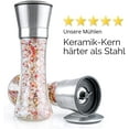 thumbnail image 2 of Salt and pepper mills, mills - modern salt and pepper mills made of stainless steel and glass without fragrance, 2 of 6