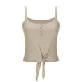 thumbnail image 6 of ZQUUVOU Tank Top For Women Spaghetti Strap Solid Color Crew Neck Tops (Beige,L), 6 of 7