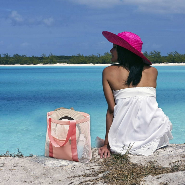 large pink beach bag