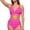 Pink, variant on HOWPAY Women's Bikini Swimsuits V Neck Crop Sporty Top Tummy Control High Waisted Bathing Suit Sun Beach Summer 2 Piece Tankini Sets Army Green L