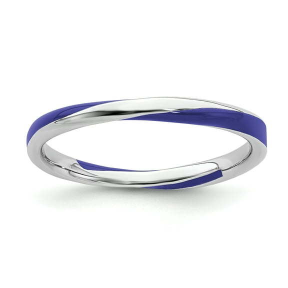 Sterling Silver Twisted Blue Enameled Ring
