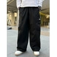 thumbnail image 6 of LUOGENLI Boys Pants 4T with Adjustable Waist Boys Kids Summer Casual Cargo Pants Solid Color Comfortable Loose Sweatpants Trousers for Sports Activewear Boys Pants Size 12 Long Black 160, 6 of 6