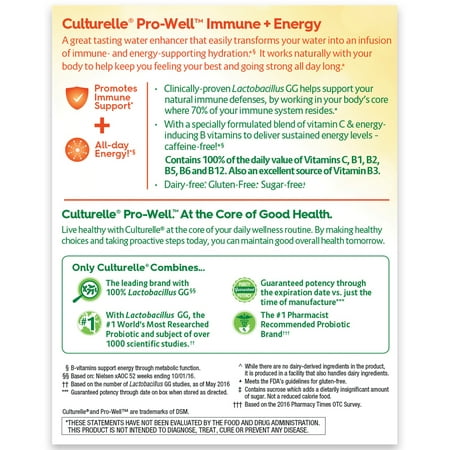 Culturelle Probiotics Pro-Well Immune + Energy Dietary Supplement Fresh Citrus - 20 CT