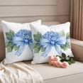 thumbnail image 2 of Hydrangea Spring Outdoor Waterproof Pillow Covers, Idyllic Flower Floral Bow Plant Leaf Decorative Square Throw Pillowcase Sofa Cushion Sham for Patio/Couch/Chair, 20"x20" 2 Pack, 2 of 8