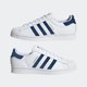 thumbnail image 1 of adidas Superstar White Dark Blue Gold Felt Stripe H00189 Men's Shoe Size 8.5, 1 of 6
