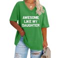 thumbnail image 2 of Camisetas de Verano de las Mujeres de Manga Corta con Cuello en V de Gran Tamaño Camiseta Deportiva Sólida, Base Cómoda Casual, 2 of 5