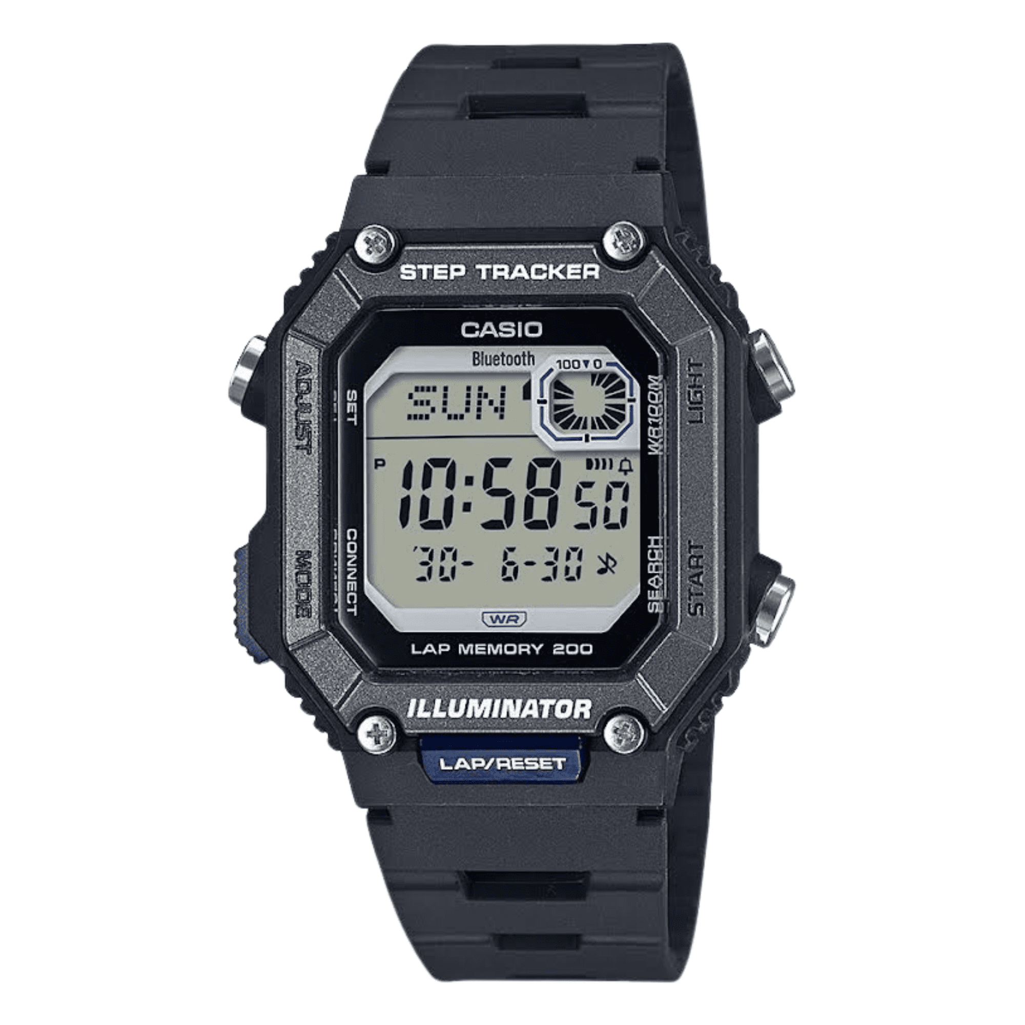 Casio Men s Step Tracker Watch WSB1000-1AV – Bluetooth 200-Lap Memory Calorie Counter 100M Water Resistant Black Resin
