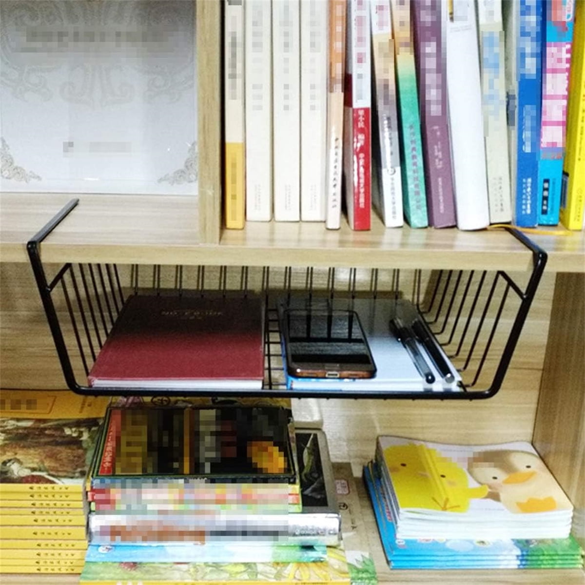 TGY Iron Metal Wire Grid Basket,Portable Metal Storage Rack for Kitchen,1Pcs Durable Black Metal Storage Basket for Kitchen,Office
