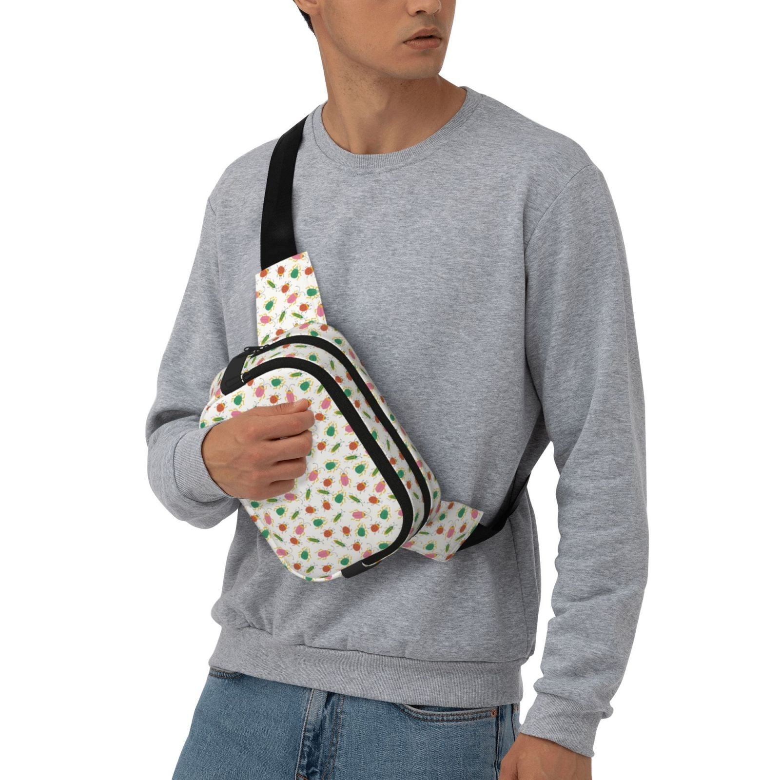 Picia Colorful Insect1 Print Square Double-Layer Waist Bag Mini Adjustable Waist Belt Bag Exercise Running Travel Hiking