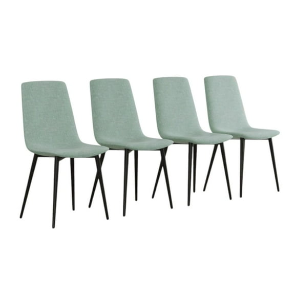 IVV Light Green Dining Chairs Set of 4, Mid-Century Modern Kitchen Dining Room Armless Chairs with Linen Fabric Seat and Metal Legs, Easy to Assemble