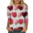 thumbnail image 2 of SOOMLON Women Valentine's Day Tops Couple Valentines Gift Comfy 3/4 Sleeve Round Neck T Shirts Funny Heart Graphic Blouses Fashion Valentines Clothes 2025 Multicolor XL, 2 of 4
