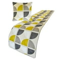 thumbnail image 3 of The HomeCentric King / Queen / Twin Yellow & Grey Designer CA King 86"x18" Bed Runner WITH Two Pillow Cover, Emboroidered, Quilted & Geometric Bed Scarf on Cotton fabric - Geo Fusion, 3 of 5