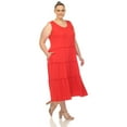thumbnail image 2 of White Mark Women's Plus Size Scoop Neck Tiered Midi Dress, 2 of 5