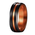 thumbnail image 6 of Wedding Rings For Men & Women 8mm Black Tungsten Band w/ Orange Groove Line, 6 of 7