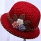 thumbnail image 1 of Sombrero de lana tejido floral para mujeres de invierno | Gorro de forro polar de algodón de doble capa | Ajuste elástico en calor de 21-22 pulgadas Circunferencia de cabeza | 18 cm de altura | 1, 1 of 4