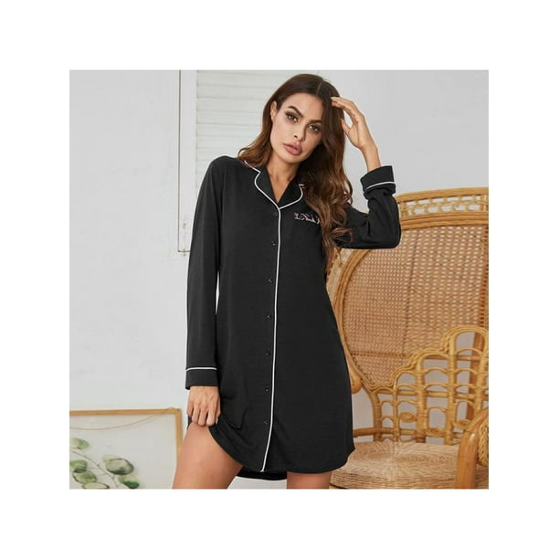 Nightgowns Pajama Shirt Dress  Sleeping Dress Cotton Sleeve