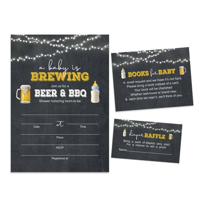 Inkdotpot Set Of 30A Baby is Brewing Gender Neutral Baby Shower Invitations-Diaper Raffle Tickets And Baby Shower Book Request Cards Invites Its A Boy Its A Girl