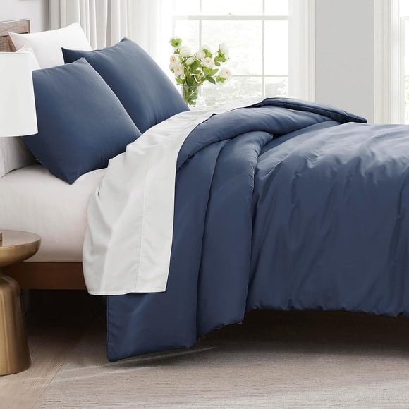 Southshore Fine Living, Inc. Oversized King/California King Duvet Cover Set Soft Premium Bedding with Zipper Closure Includes 1 Duvet Cover and 2 Pillow Shams, Machine Washable, Dark Blue