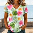 thumbnail image 2 of Sewkxo Womens Summer Tops Short Sleeve Casual Shirts Floral Tee Trendy 2026 Basics V Neck Plain Tshirt,Pink 2XL, 2 of 5