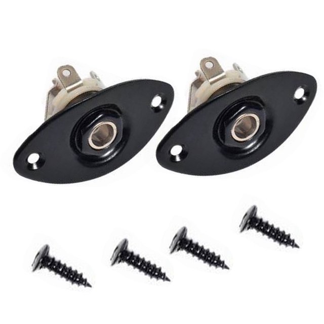 Coofit 2PCS Electric Guitar Output Jack Oval Dented Jack Socket Plate Guitar Accessory