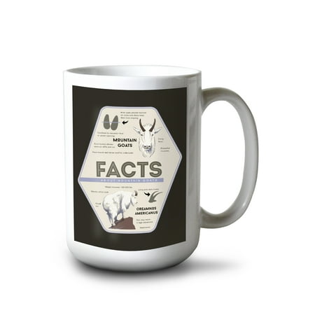 

15 fl oz Ceramic Mug Facts About Mountain Goats Contour Dishwasher & Microwave Safe
