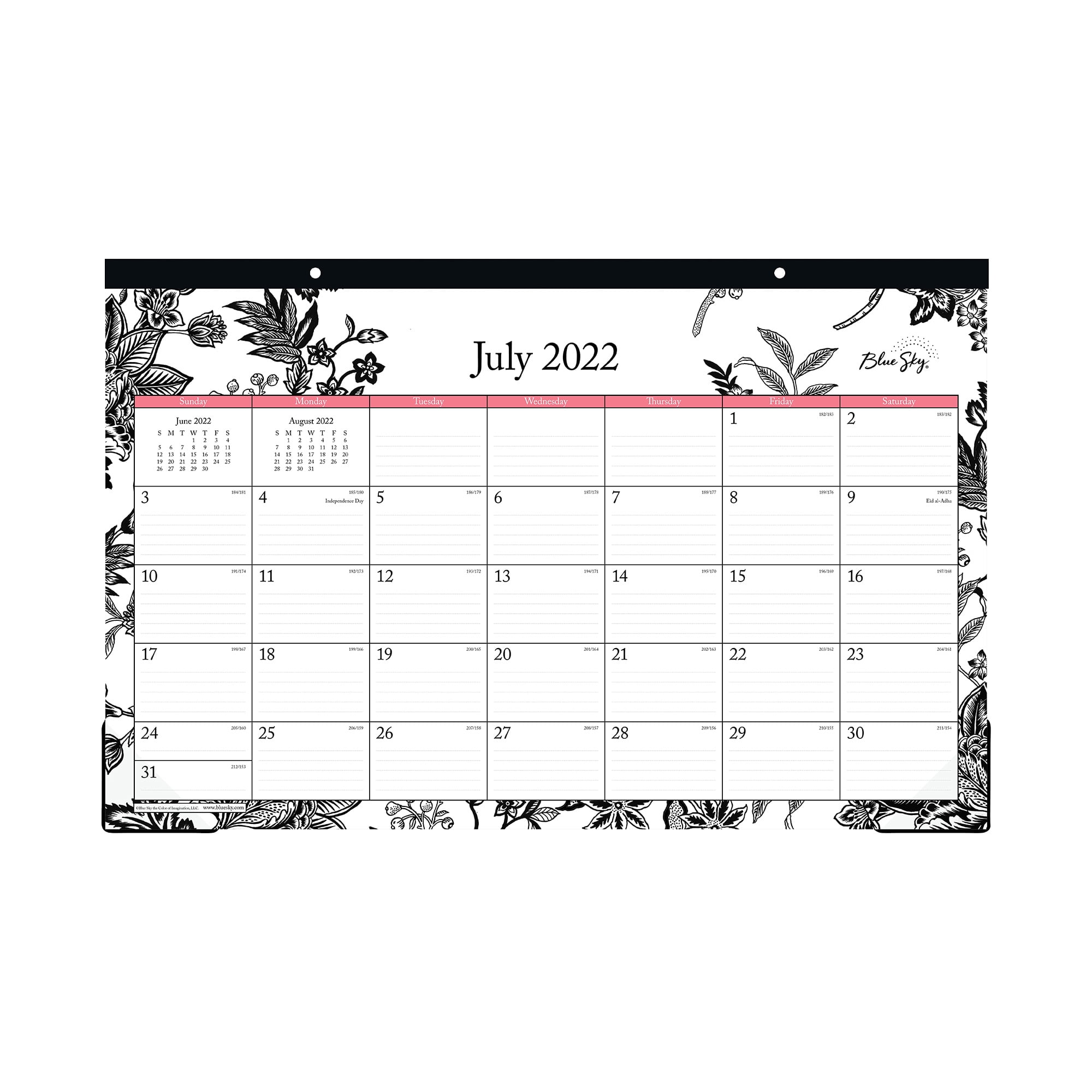 Blue Sky™ Academic Monthly Desk Calendar, 17" x 11", Analeis, July 2022
