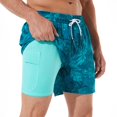 thumbnail image 1 of BRISIRA Bañador para hombre de secado rápido, pantalones cortos de playa de agua elásticos con entrepierna de 5 pulgadas con forro de compresión y bolsillo con cremallera, 1 of 5