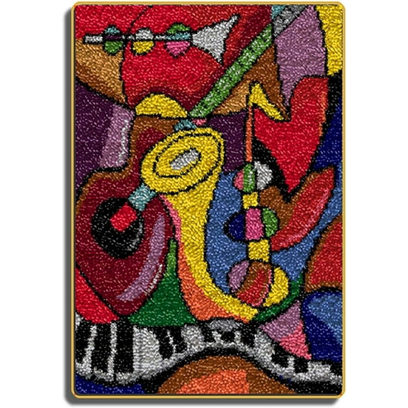 DIY Latch Hook Kits for Adults Beginners, Latge Rug Crochet Yarn Kits Unfinished Crocheting Rug Yarn Cushion Home Decor, 50×38cm/20*15in Bear