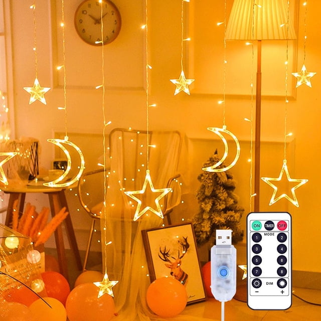 Luz Led Estrella Luna Ventana Luces Impermeable Decoración Del Hogar Cadena De Luz Para Dormitorio Sala De Estar Speravity HA046522-01