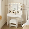thumbnail image 2 of Vabches Vanity Desk Set with Mirror and Lights, Large Makeup Table with Charging Station, Comfortable Stool, 2 Drawers, Lots of Storage Shelves, 2 of 10