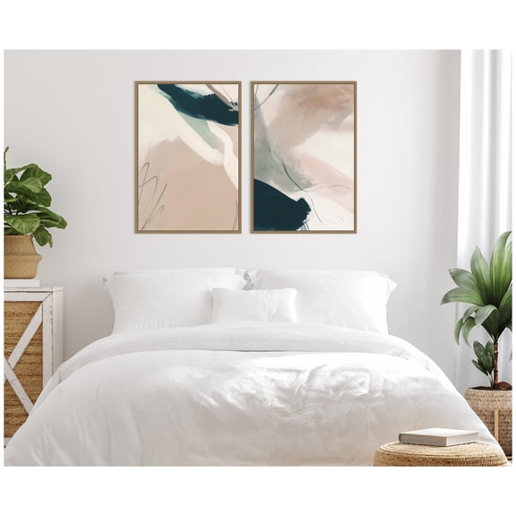 Kate and Laurel Marks No. 1 & No. 2 2 Piece Framed Canvas Wall Art Set by Amy Lighthall, Sylvie Dark Gold Modern Contemporary, Abstract Art for Wall Decor