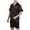 Black, variant on XIAONU Men's Silky Satin Pajama Set Loose Short Sleeve Notch Collar Loungewear Soft Luxe Sleep Pajamas