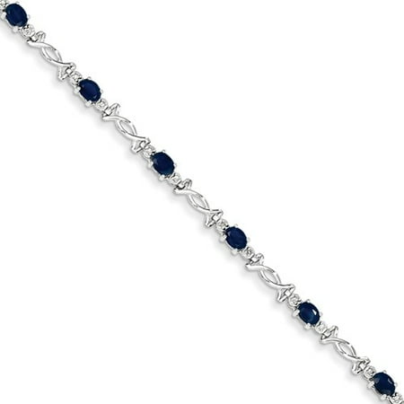 14K White Gold w/ Diamond and Sapphire Gemstone Bracelet. Gem Wt- 2.42ct