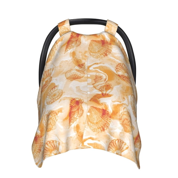 Car Seat Cover Baby - Watercolor Sea Shells Breathable Infant Car Seat Cover for Baby Carseat, Lightweight Comfort Baby Essentials Must Haves Newborn Stuff for Girl Boy