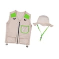 thumbnail image 4 of Chaleco explorador para niños, disfraz de camping, accesorio educativo para fotos, chaleco cargo para niños, sombrero para senderismo, niños y niñas, Verde, 4 of 8