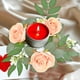 thumbnail image 1 of Apmemiss Valentine's Day Rose Candle Rings Wreaths Artificial Flowers with Green Leaves Floral Table Pillar Centerpiece Mini Rings Garland for Wedding Home Party Table Wreath Candle Holder Decor, 1 of 6