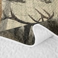 thumbnail image 5 of Feelyou Vintage Wood Deer Pike Fishing Quilt Full for Men Boys, Rustic Cabin Pine Tree Wildlife Full Bedspread Sets, Brown, 3pcs, 5 of 7