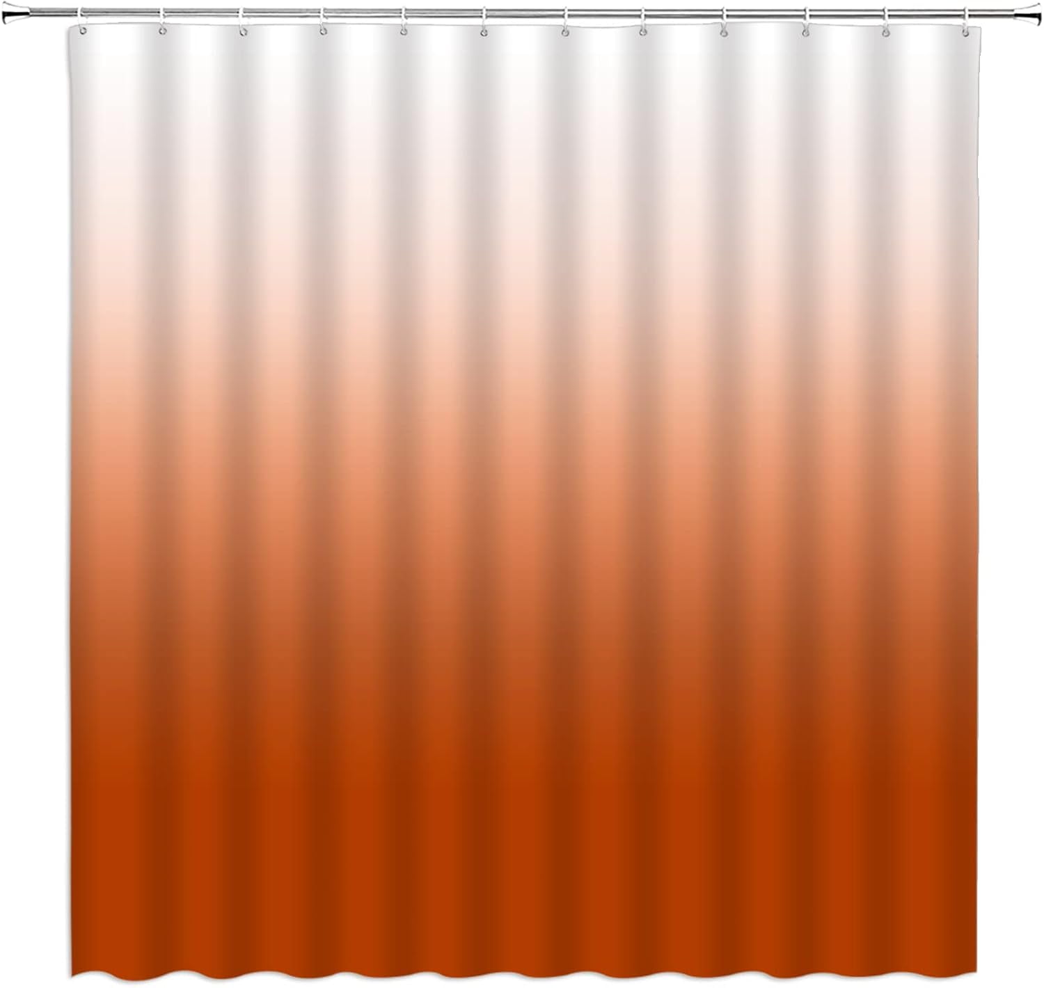 Burnt Orange Ombre Shower Curtain Gradient Orange White Modern Simplicity Fabric Bathroom Curtains Decor Set with Hook(72" WX72 H)
