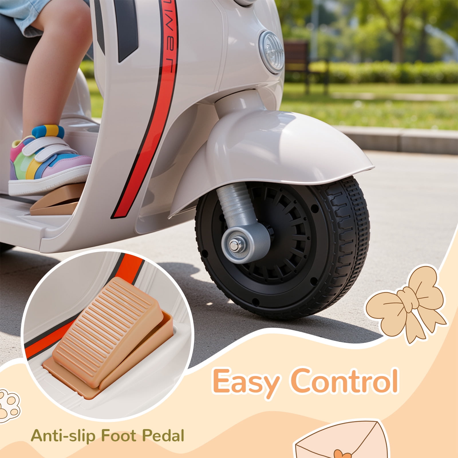 TLSUNNY Kids Electric Motorcycle, Ride On Toys with LED Headlight & Music, Soft Start, Gift for Boys/Girls Ages 3+