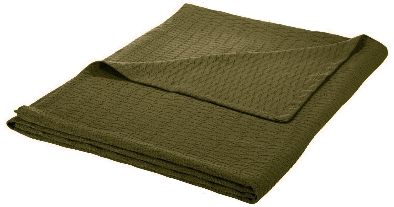 Diamond Twin/Twin XL Cotton Blanket, lightweight summer blanket, Forest Green by Blue Nile Mills