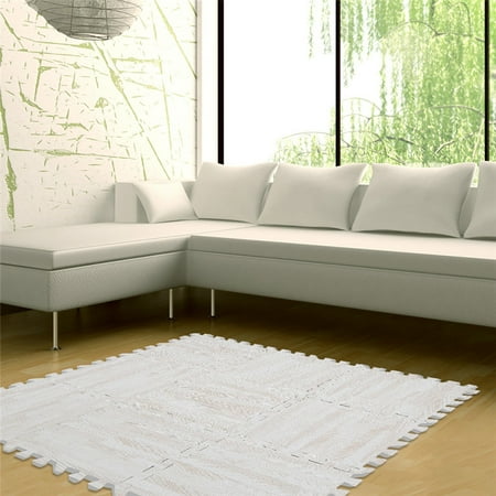 9 Pcs Wood Grain Floor Mat Foam Interlocking Flooring Tiles With