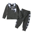 thumbnail image 1 of Gibobby Conjunto de Bebé A Niño Conjunto de ropa de invierno para niños pequeños de manga larga con estampado de cuadros blancos, pantalones, 2 uds.(A, 12-18 Meses), 1 of 5