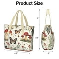 thumbnail image 3 of Tote Bag for Women - Mushroom and Butterfly Shoulder Bag - Large Utility Work Duffle Bag with Zipper Handbag for Travel, Work, Sprots, 3 of 5