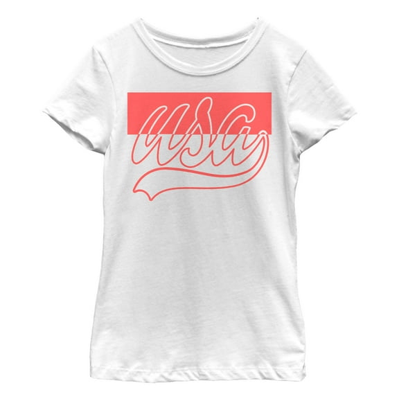 Girl's Lost Gods Fourth of July  U.S.A. Summer Stripe  Graphic Tee White X Small