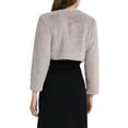 thumbnail image 3 of MODA NOVA Juniors Collarless Long Sleeve Open Front Faux Fur Shrug Cropped Coat, 3 of 5