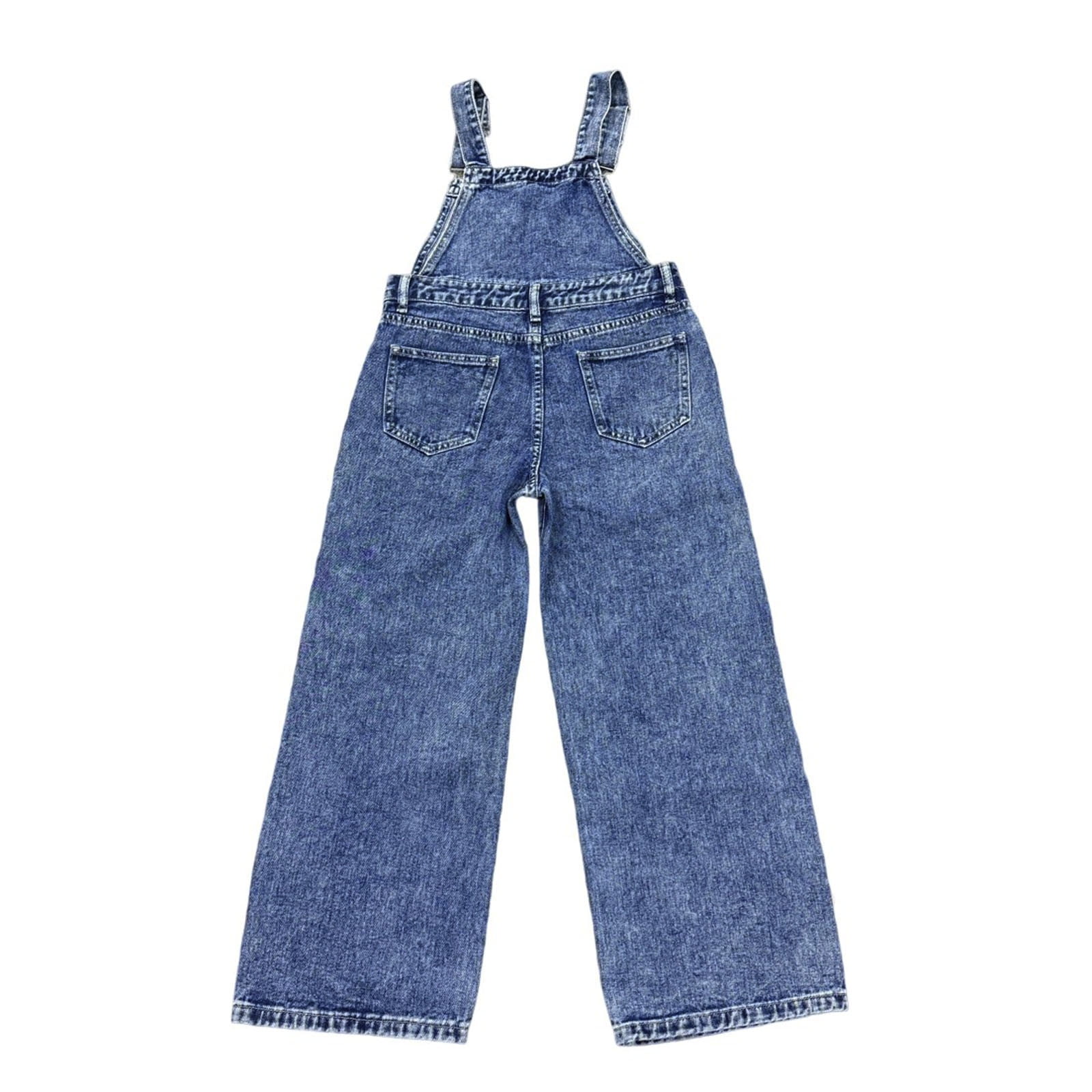 Wdgfv Girls Denim Overalls Wide Leg Jumpsuit Snowflake Washed Casual Fashion Bow Design Comfortable Stretchable Durable Soft Fabric Outfit Dark Blue 10-11Years