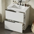 thumbnail image 2 of 30" Bathroom Vanity with Ceramic Sink and 2 Full-Extension Drawers, Fluted Design Freestanding Bathroom Vanity with Soft Close Drawer Slides, White, 2 of 8