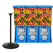 Gumball Machine with Stand - 3 Blue Vending Machines Bundle with Refill - Candy Dispenser - Bubble Gum Machine for Kids - Commercial Gumball Candy Bouncy Ball Machine